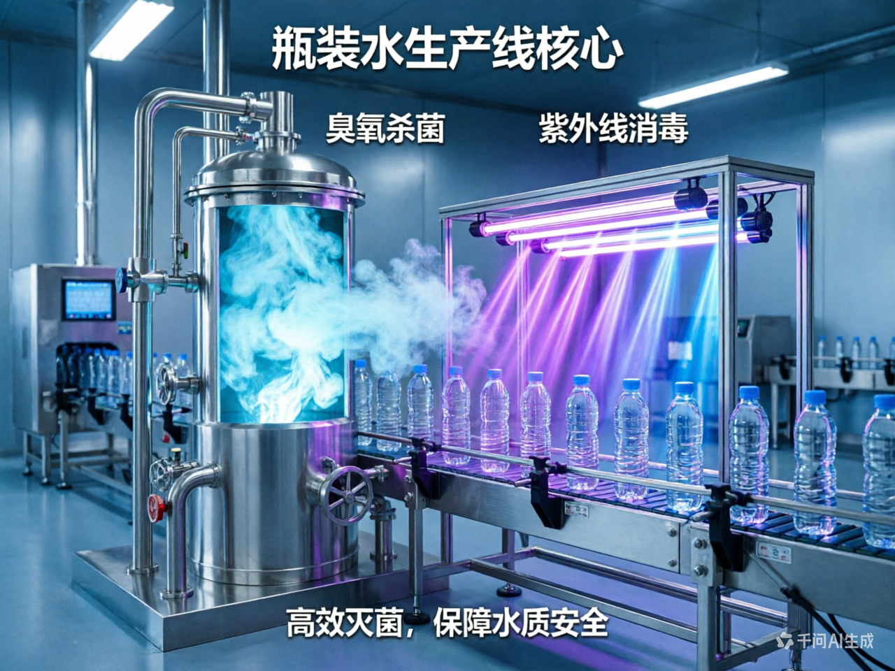 瓶装水生产线核心：臭氧杀菌与紫外线消毒的优劣对比